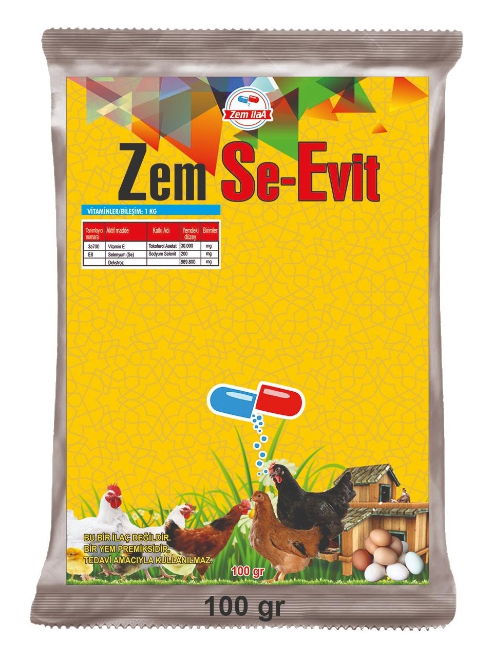 Zem Se-Evit Çiftlik Hayvanları E Vitamini Selenyum Yem Katkısı 1 kg