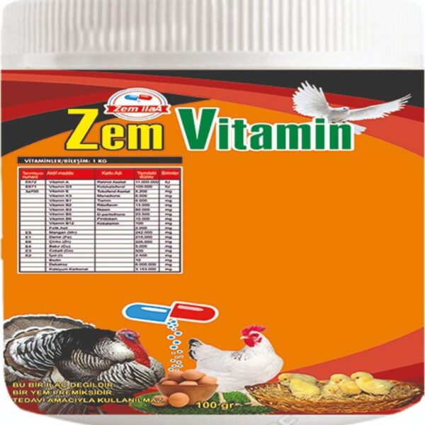 Zem Vitamin Kanatlı Hayvan Piliç Vitamin Takviyesi Karışımı 1kg
